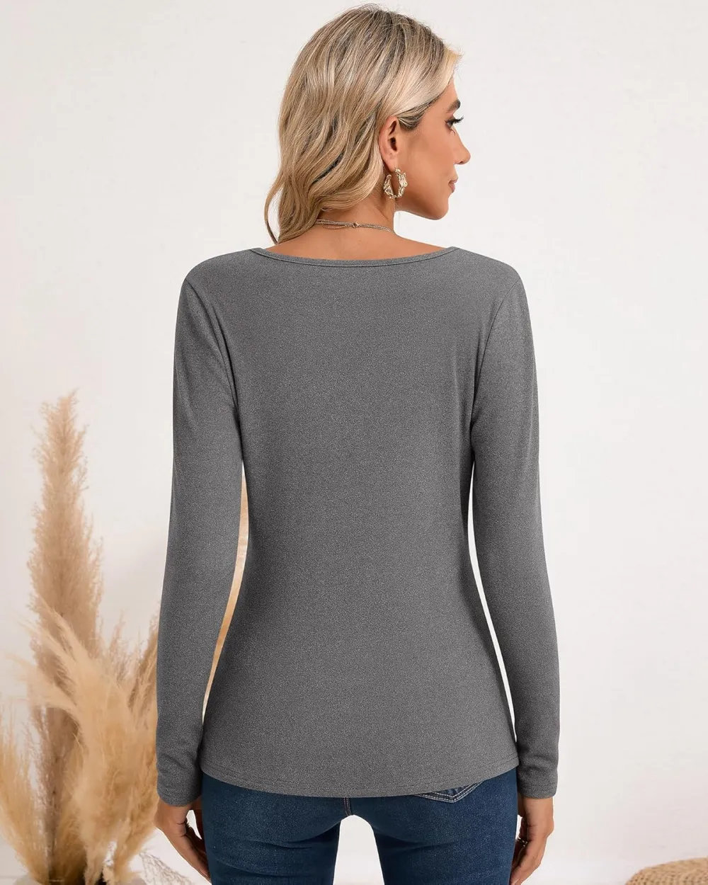 3 Pack Women's Thermal Long Sleeve Shirts Fleece Lined Scoop Neck Stretch Fitted Tops Winter Base Layer Underwear