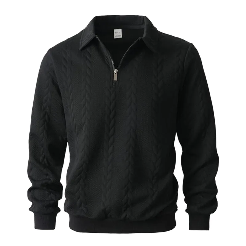 Men's Fall Winter Knitted Polo Neck Sweatshirt