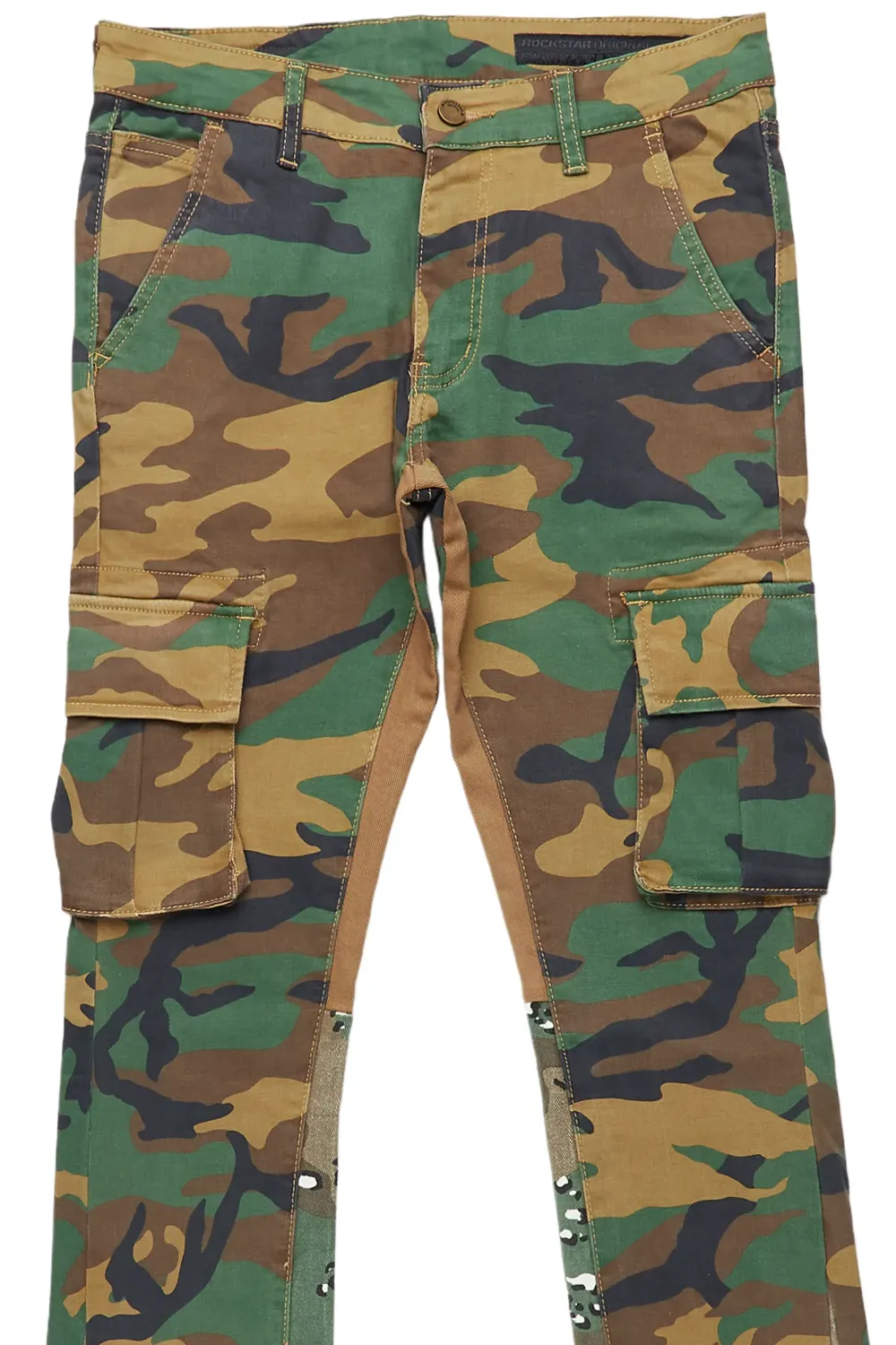 Kirrem Faded Camo Stacked Flare Jean