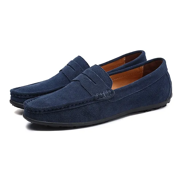Men's Loafers & Slip-Ons Suede Shoes Comfort Shoes Driving Loafers Casual Outdoor Daily Suede Black Navy Blue Khaki Spring Summer