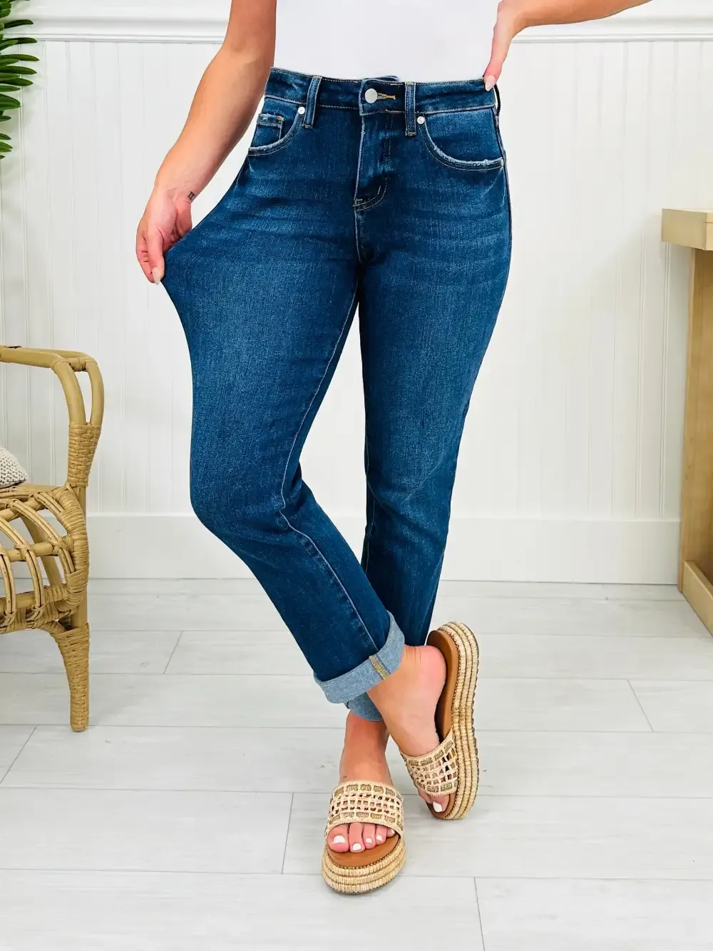 One Hundred Percent Chance Tummy Control Mom Jeans