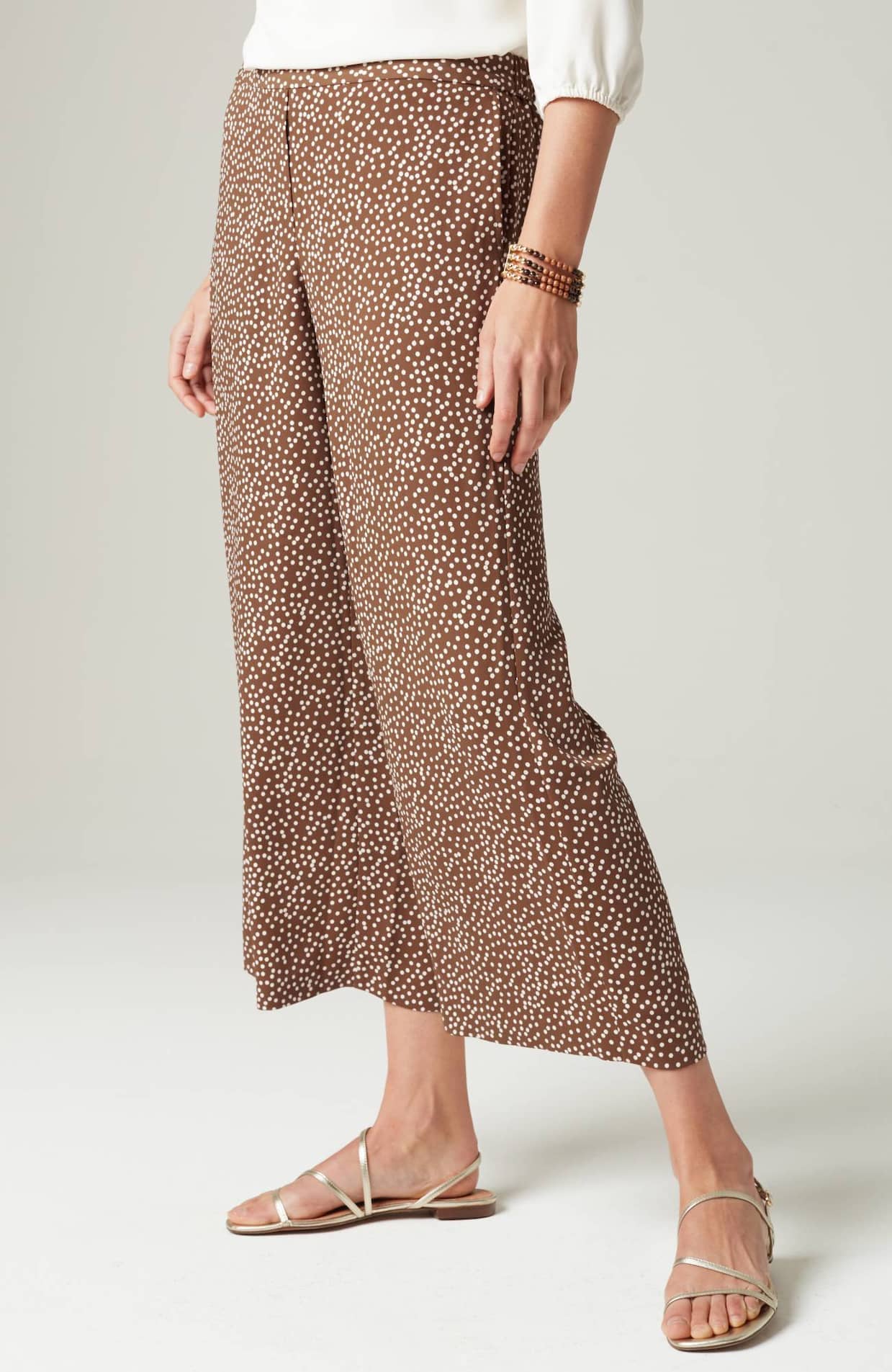 wearever easy-care woven wide-leg crops