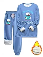 Women's Elegant Warm Fashion Two Piece Sets Tracksuit Pants Sets Long Sleeve Bishop Sleeve Crew Neck Graphic Animal Letter Print Outdoor Vacation Casual Black Pink Dark Pink Spring Regular Fit