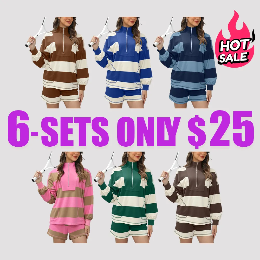 Women’s Striped Oversized Fleece Pullover – Cozy 1/4 Button Sweatshirt