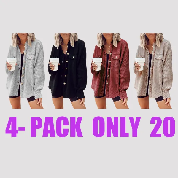 Women's Loose Fit Batwing Sleeve Waffle Knit Button Down Shirt Shacket Tops