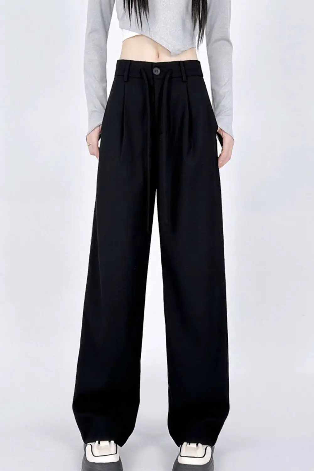 Side Stripe Tie Waist Straight Leg Pants