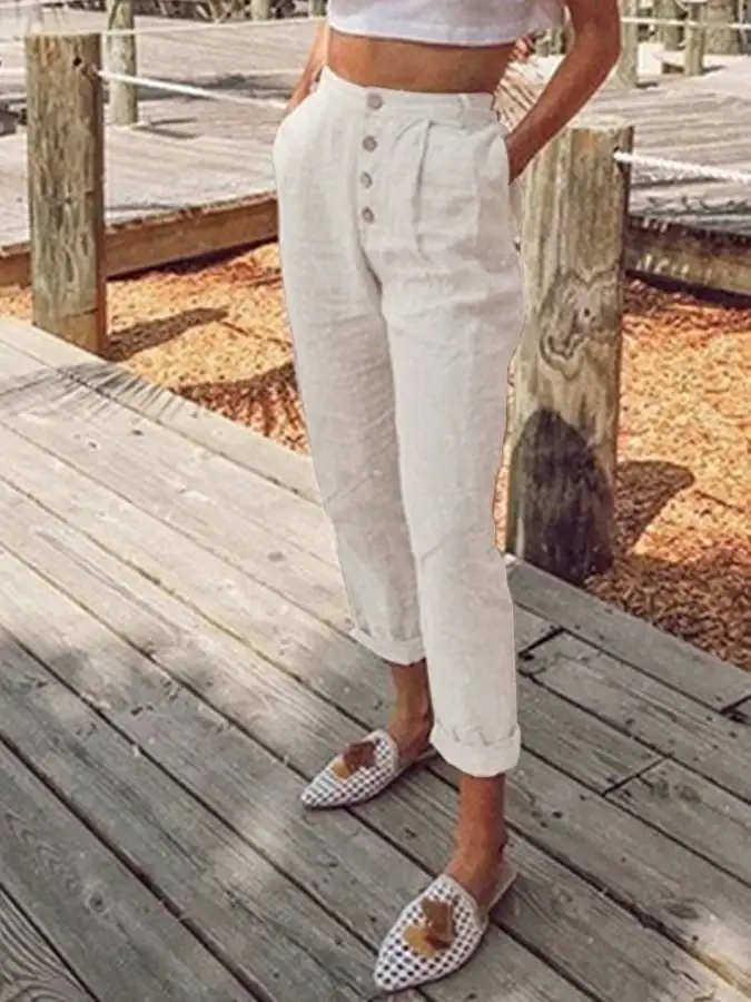 Women's Cotton Linen Fashion Simple Casual Pants