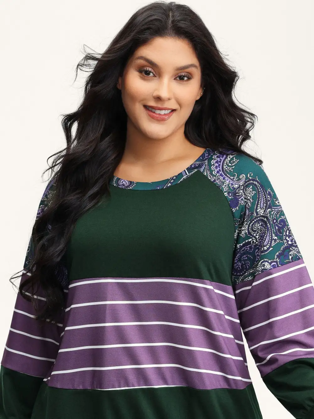 Supersoft Colorblock Paisley Print Sweatshirt