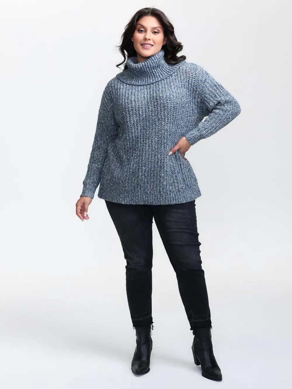 Heather Turtle Neck Solid Pullover