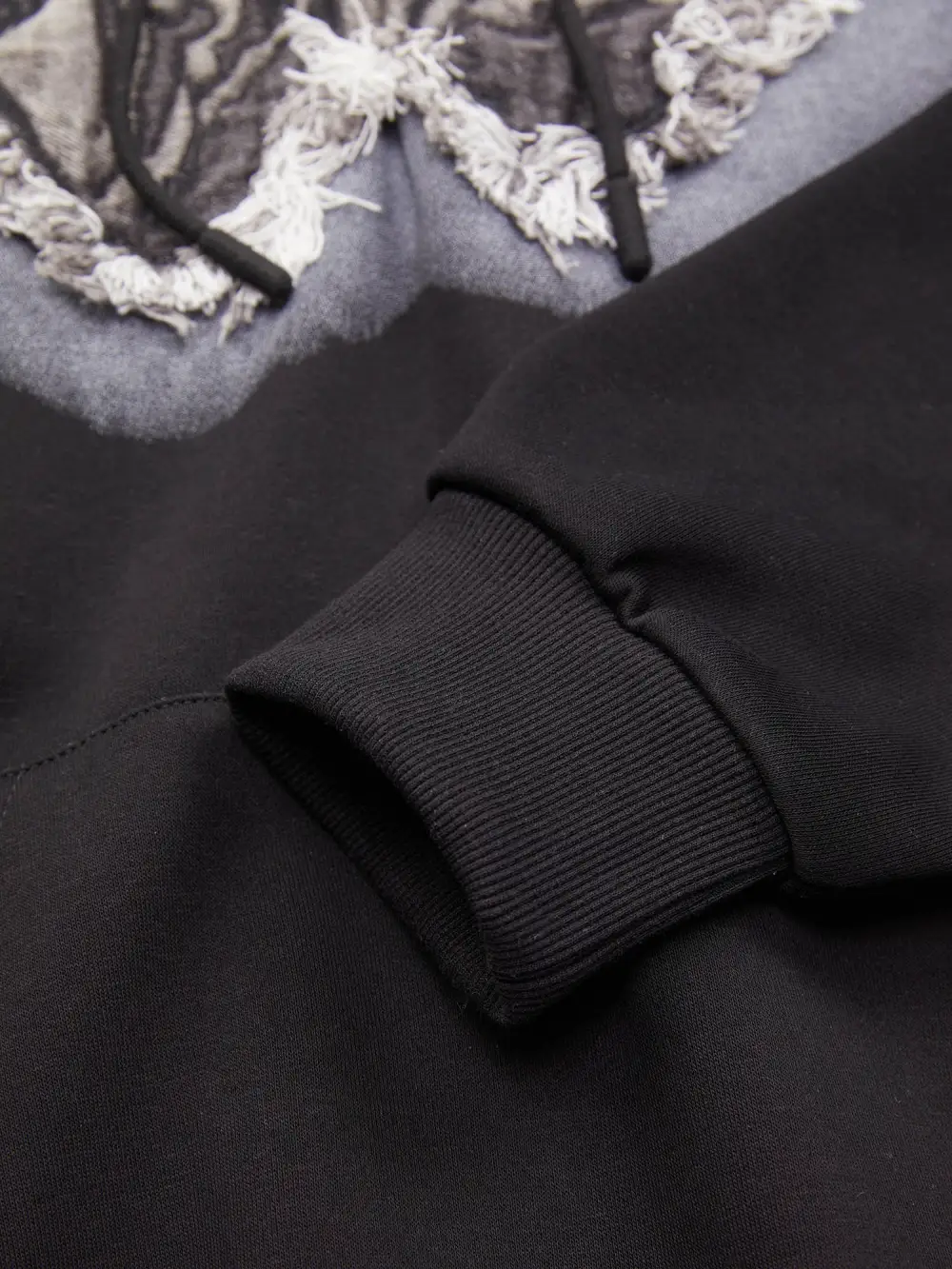 Raw Edge Embroidered Patch Graphic Hoodie