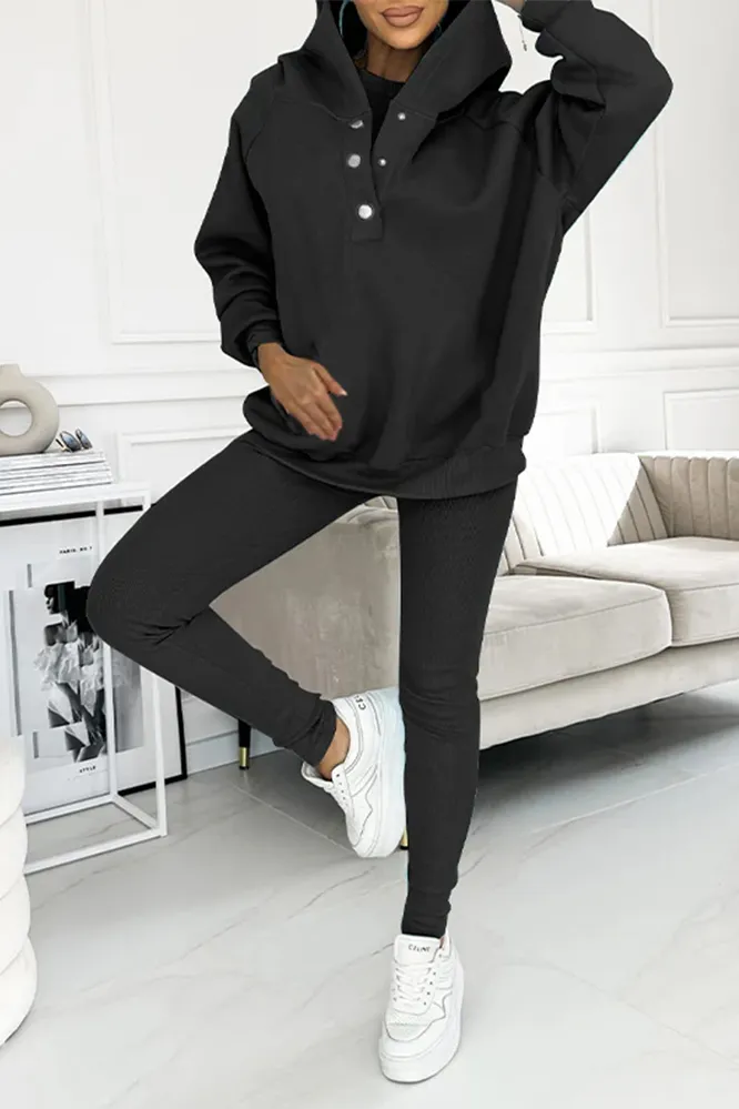 Women's casual fashion vest & hooded sweatshirt and slim pants three-piece set