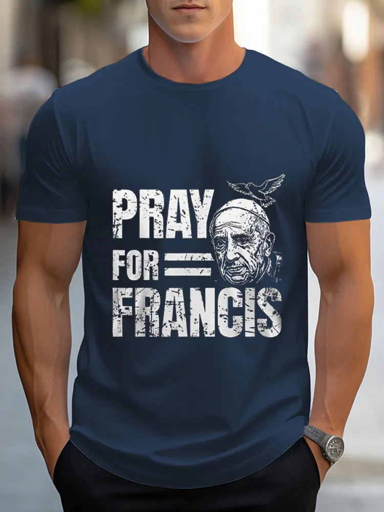 Men's Pray For PF 1936-2025 Print Short Sleeve Round Neck Cotton T-Shirt