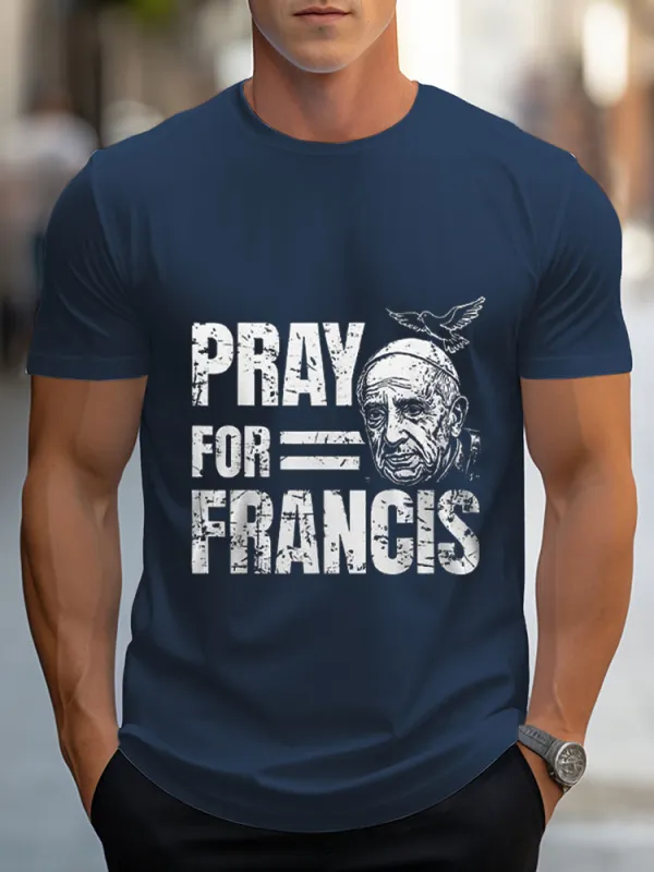 Men's Pray For PF 1936-2025 Print Short Sleeve Round Neck Cotton T-Shirt