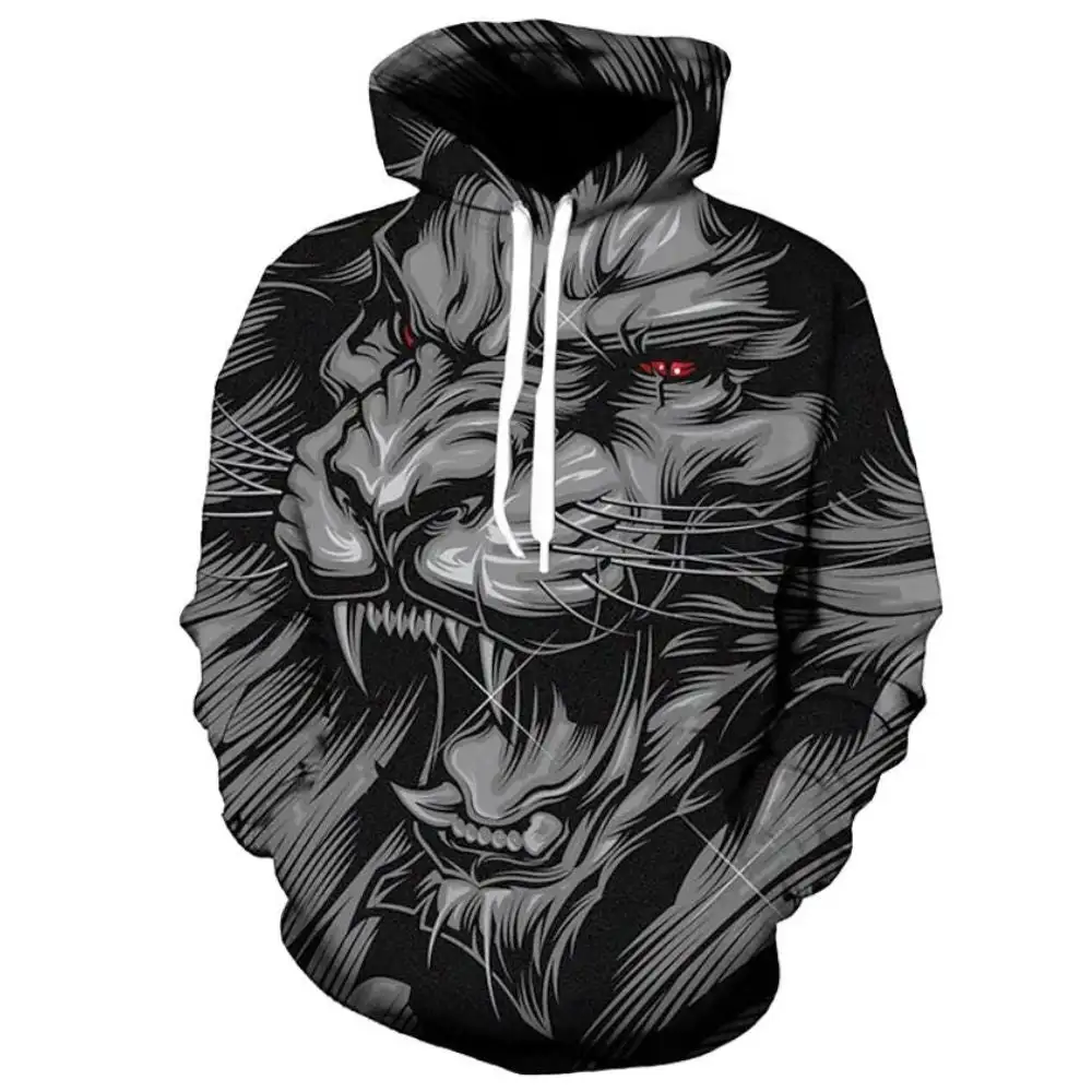 3D Graphic Printed Hoodies Lion