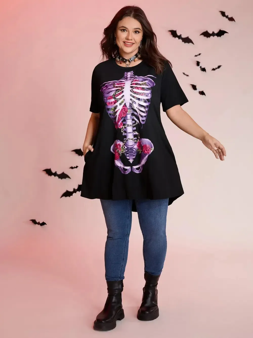Spooky Skull Supersoft Tunic Mini Dress