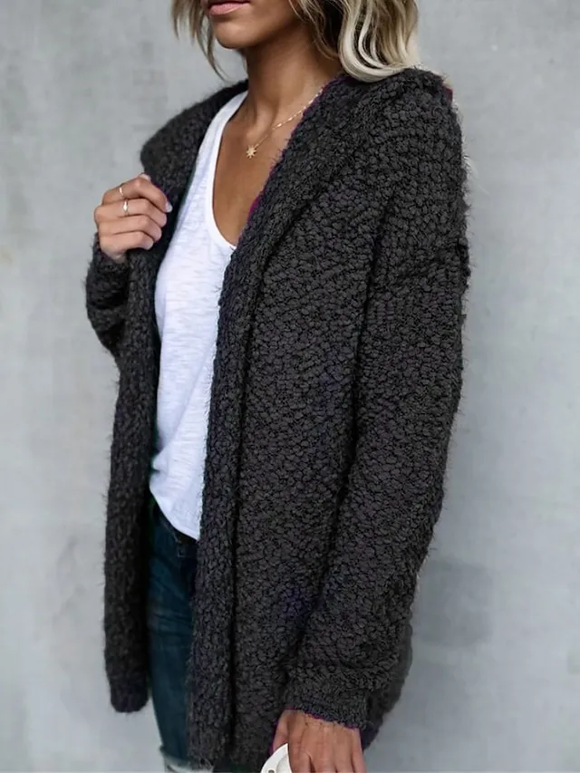 Women's Teddy Coat Fleece Jacket Winter Coat Lightweight Warm Hooded Jacket with Pockets Fall Warm Stylish Casual Street Jacket Long Sleeve White Pink Khaki