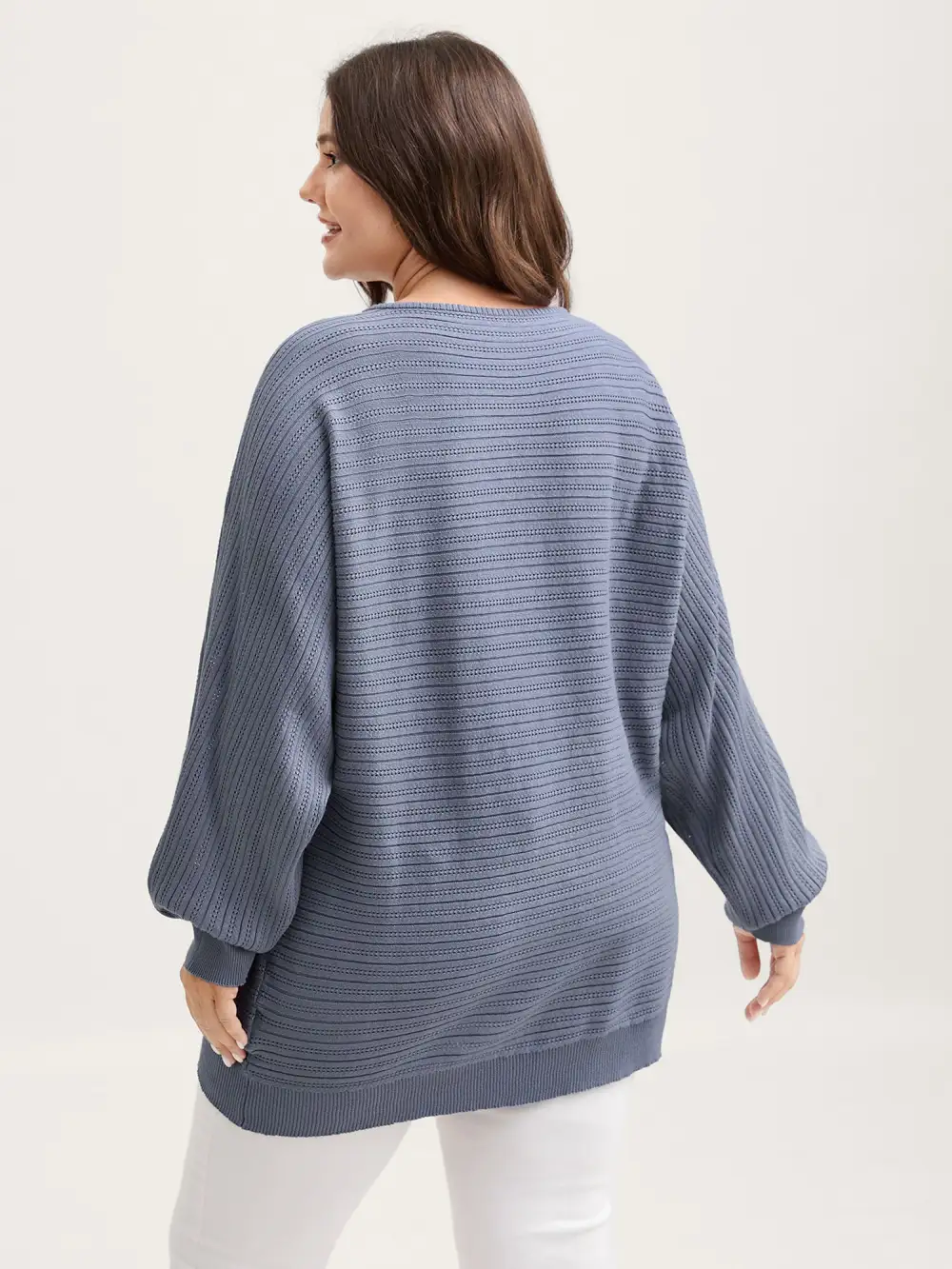Supersoft Textured V-Neck Batwing Sleeve Pullover
