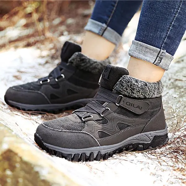 Large Size Women Hook Loop Outdoor Sneakers Ankle Warm Suede Boots