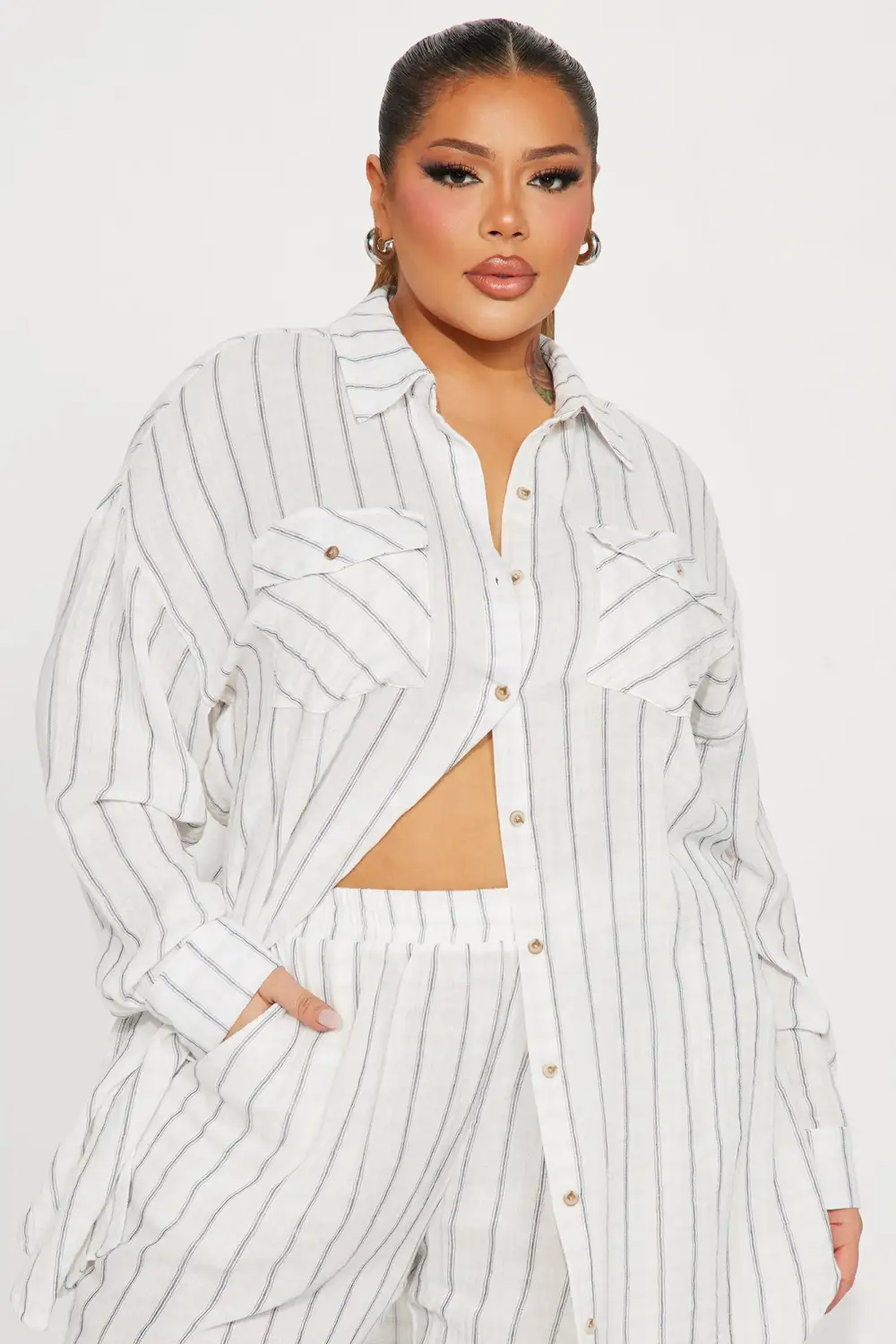 The Perfect Striped Pant Set - White/combo