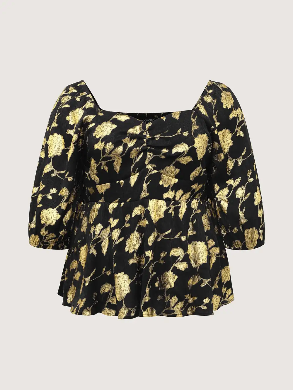 Floral Gold Stamp Smocked Blouse