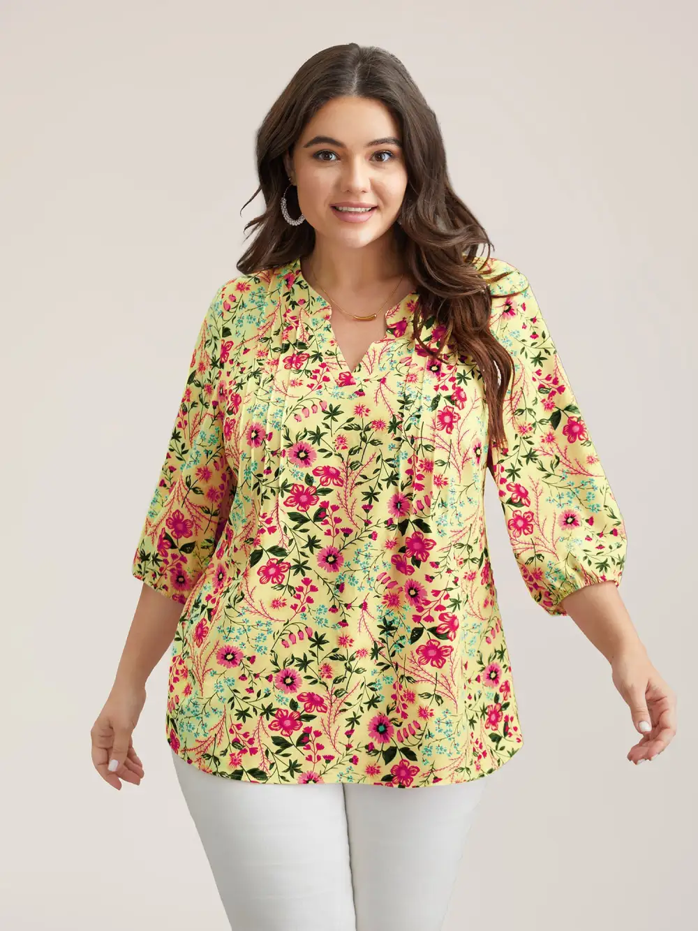 Floral Print Notched Collar Shirt