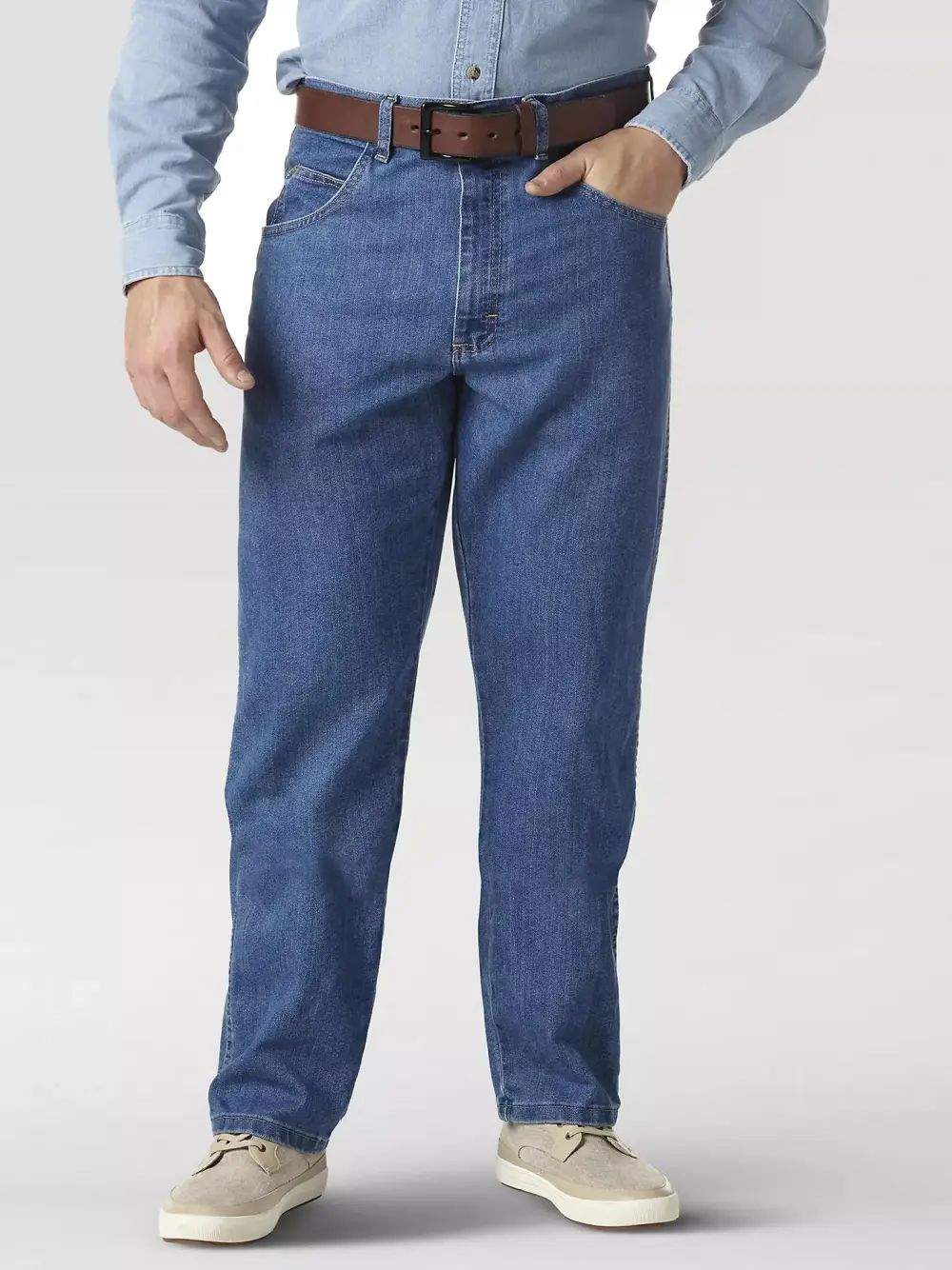 WRANGLER RUGGED WEAR RELAXED STRETCH FLEX DENIM JEAN - STONEWASHED IN STONEWASHED
