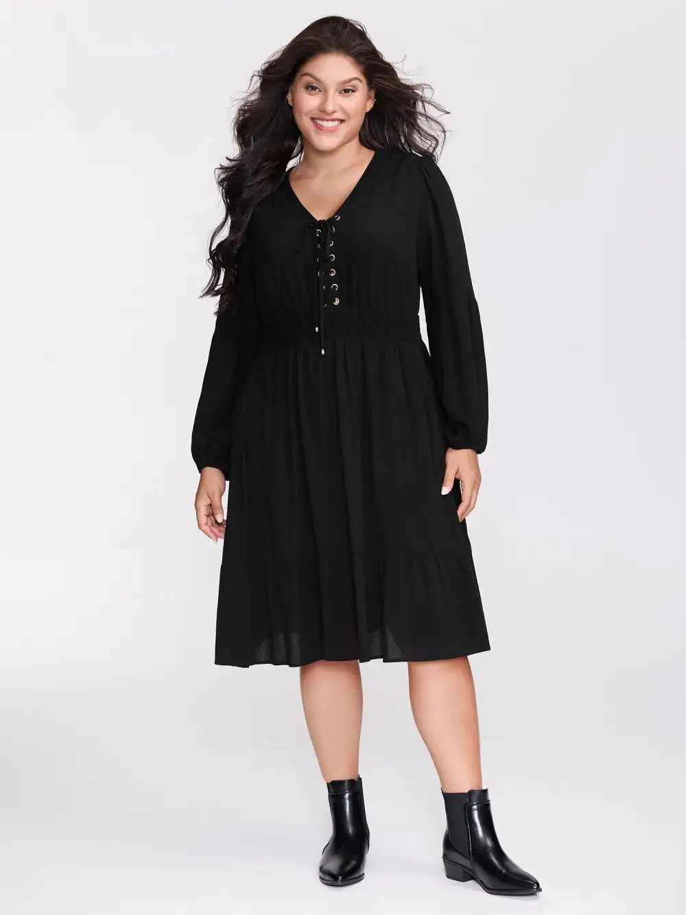 Supersoft Drawstring Shirred Waist Midi Dress