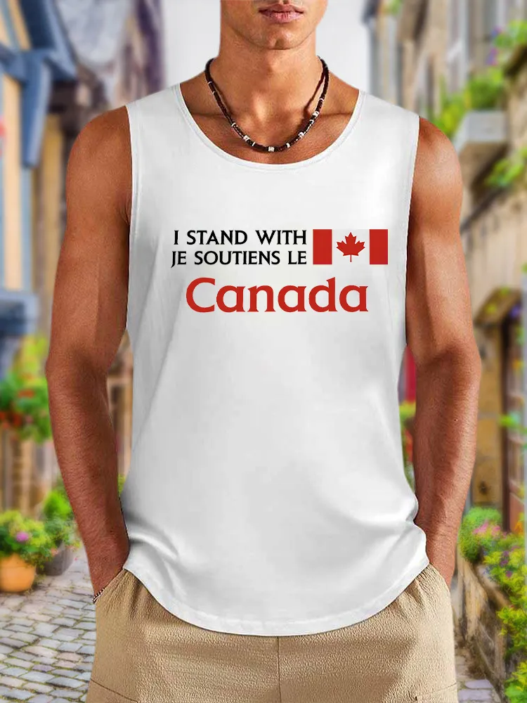 Men'S I Stand With Je Soutiens Le Canada Round Neck Cotton Vest