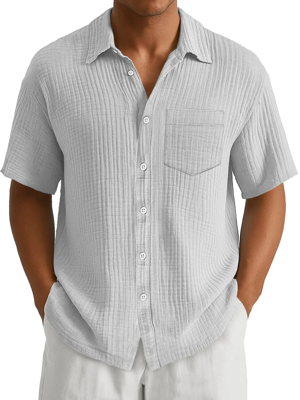 Men's Daily Casual Waffle Lapel Pocket Simple Short Sleeve POLO Shirt