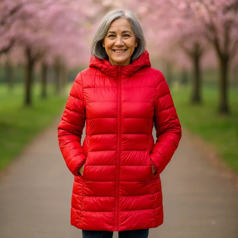 Helsa Long Padded Jacket | Red