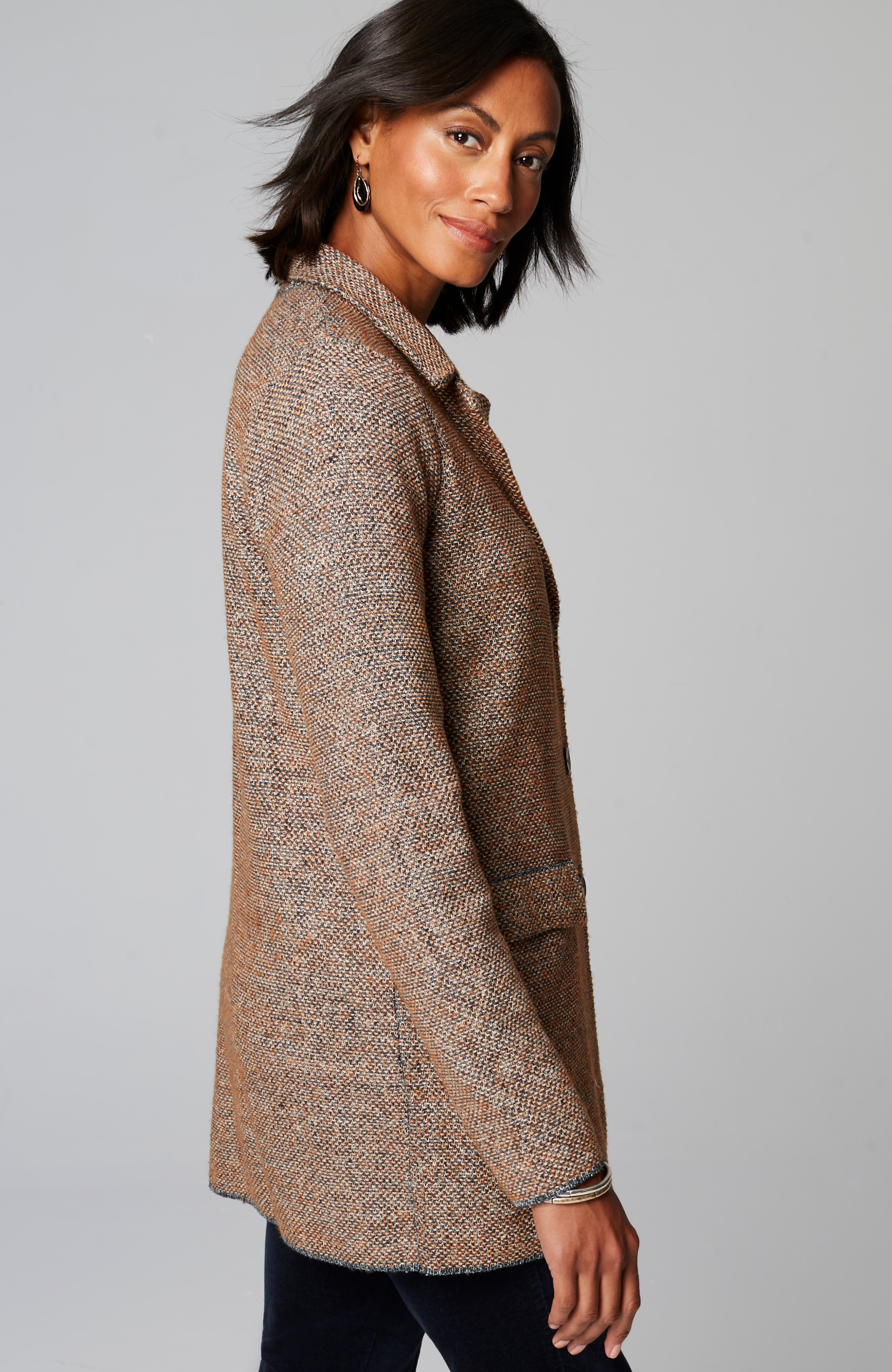 Tweed-Textured Sweater-Jacket
