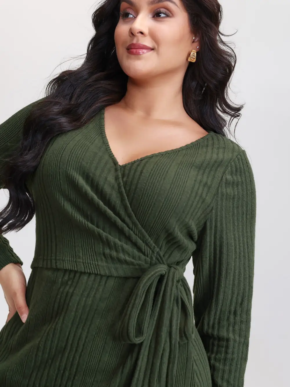 Pit Strip Tie-Knot Slit Sheath Midi Dress