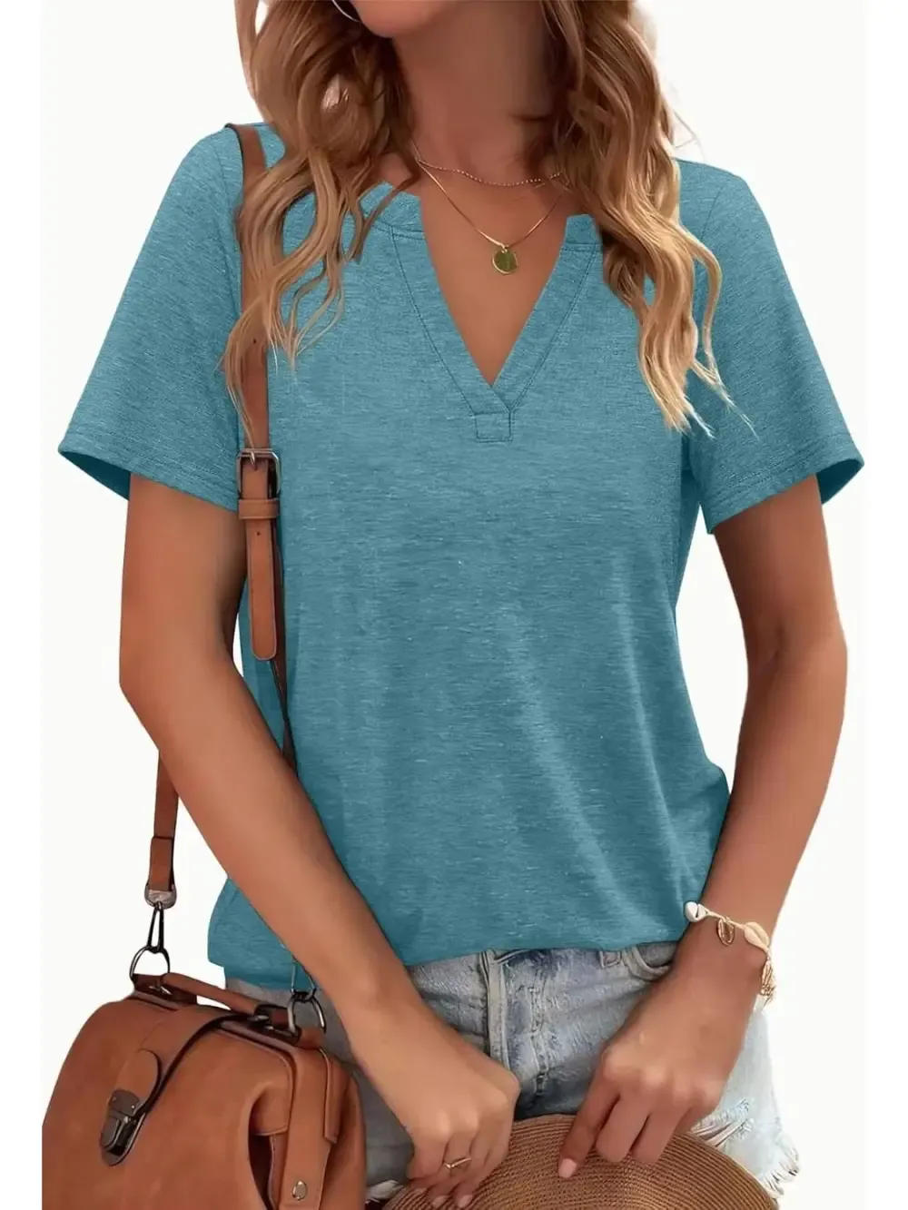 ✨Womens Short Sleeve V Neck Casual Loose Fit T-shirts