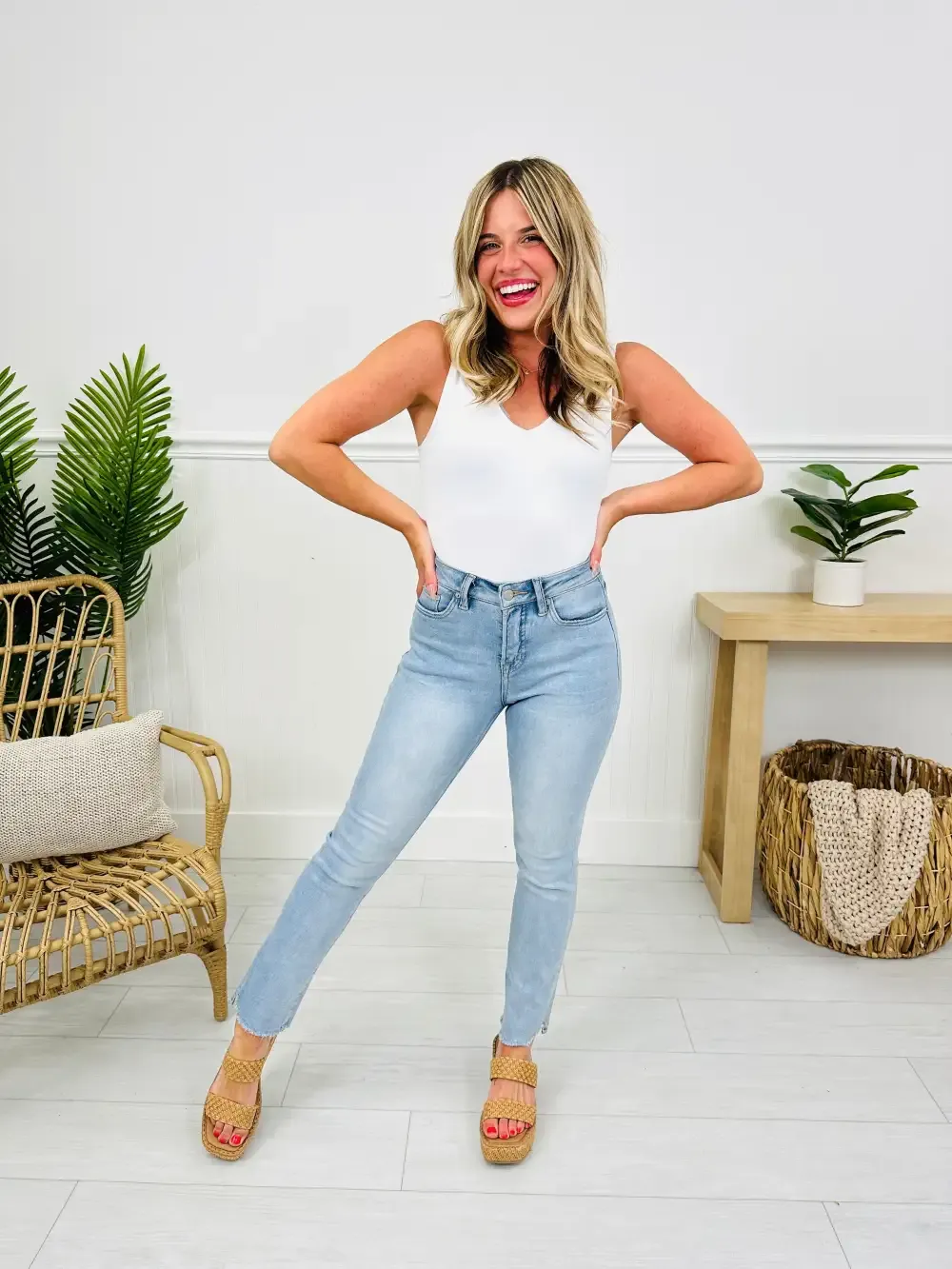 One Step Ahead Tummy Control Cropped Step Hem Jeans