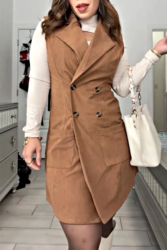 Women's sleeveless corduroy vest jacket