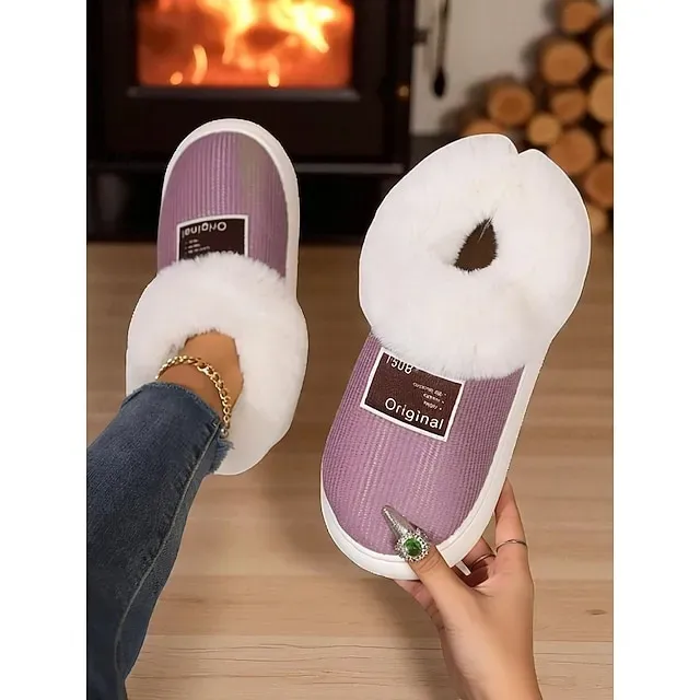 Women's Winter Indoor Slippers with Faux Fur Lining – Warm Anti-Slip Home Shoes for Cozy Indoor Wear