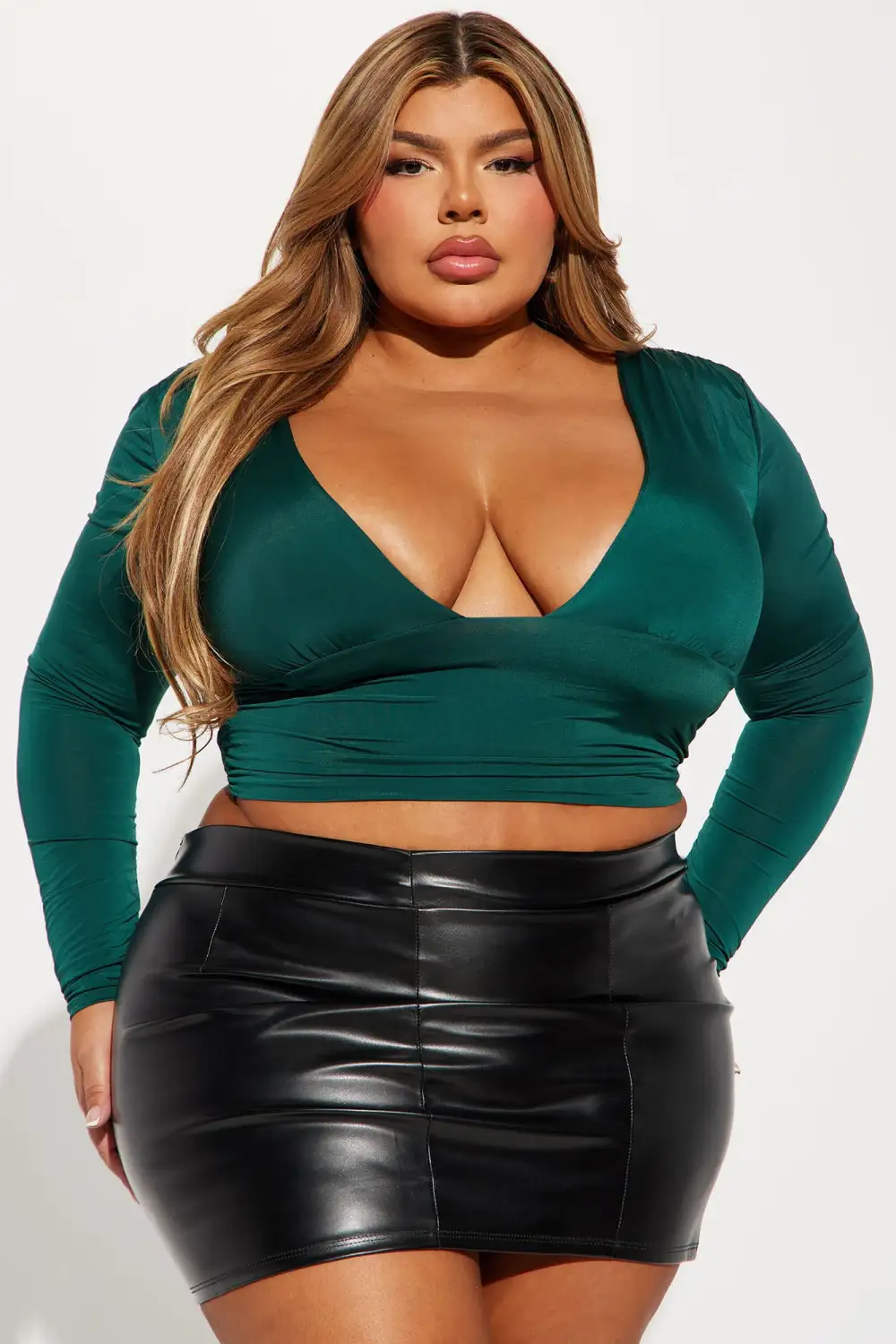 Passion Plunge Neck Top - Hunter