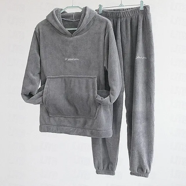 Women's Sweatshirt Tracksuit Pants Sets Solid Color Valentine's Day Casual Daily Black White Pink Long Sleeve Basic Hooded Regular Fit Fall & Winter