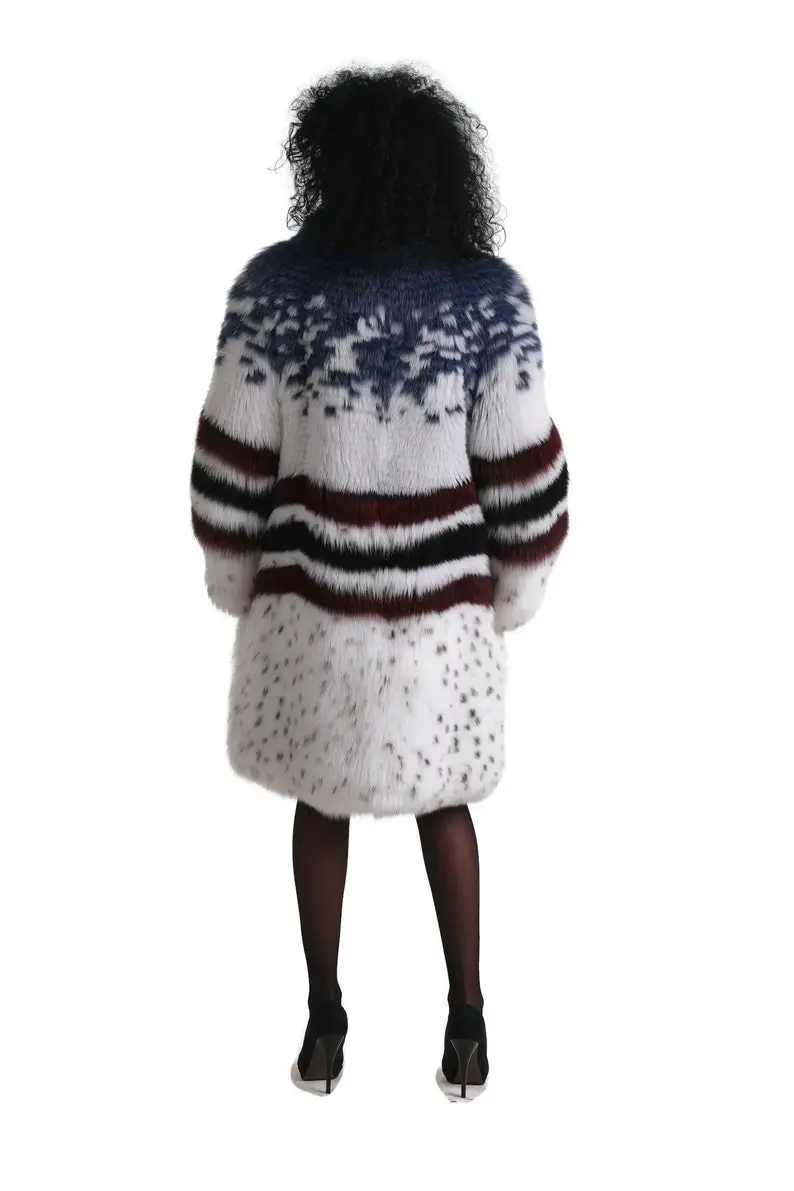 Multicolored  Fox Fur coat