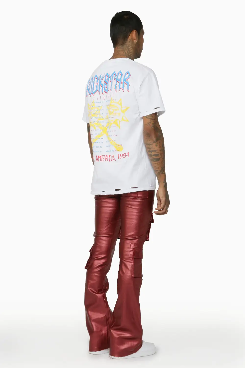 Rancid Burgundy Coated Flare Jean
