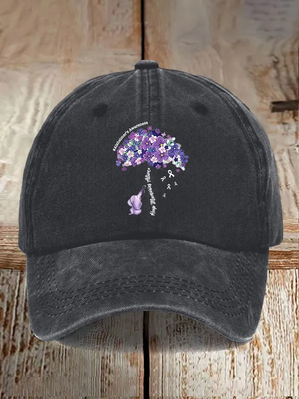 Alzheimer'S Awareness Keep Memories Aliver Floral Printed Baseball Cap