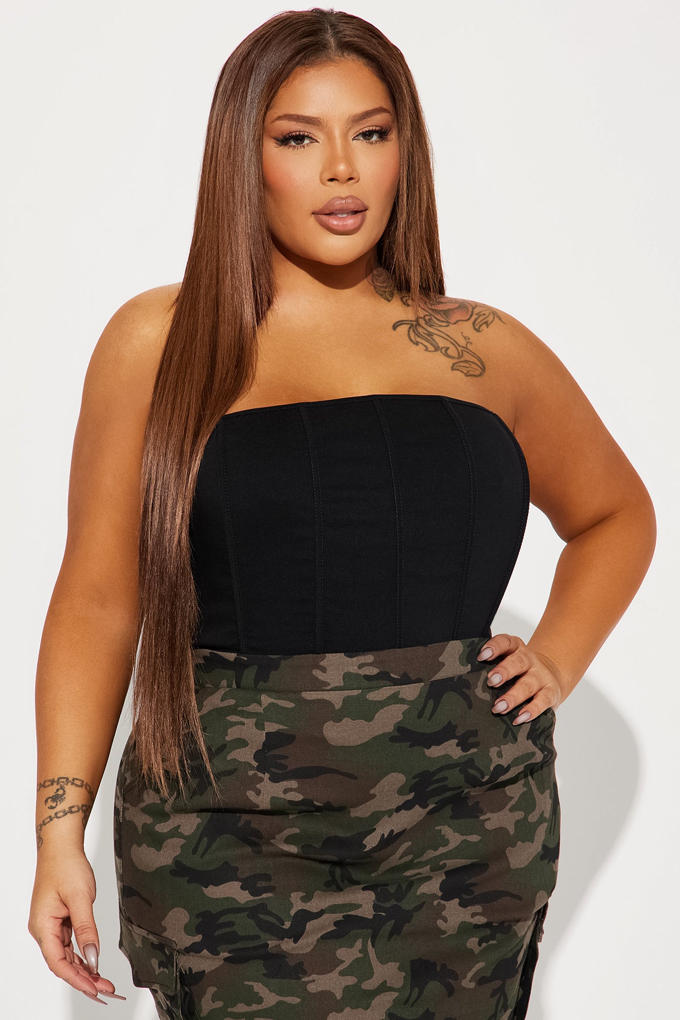 You Know The Drill Camo Midi Dress - Black/combo