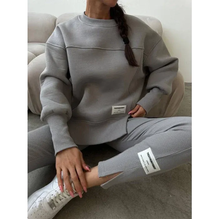 Women's split irregular hoodie two-piece set