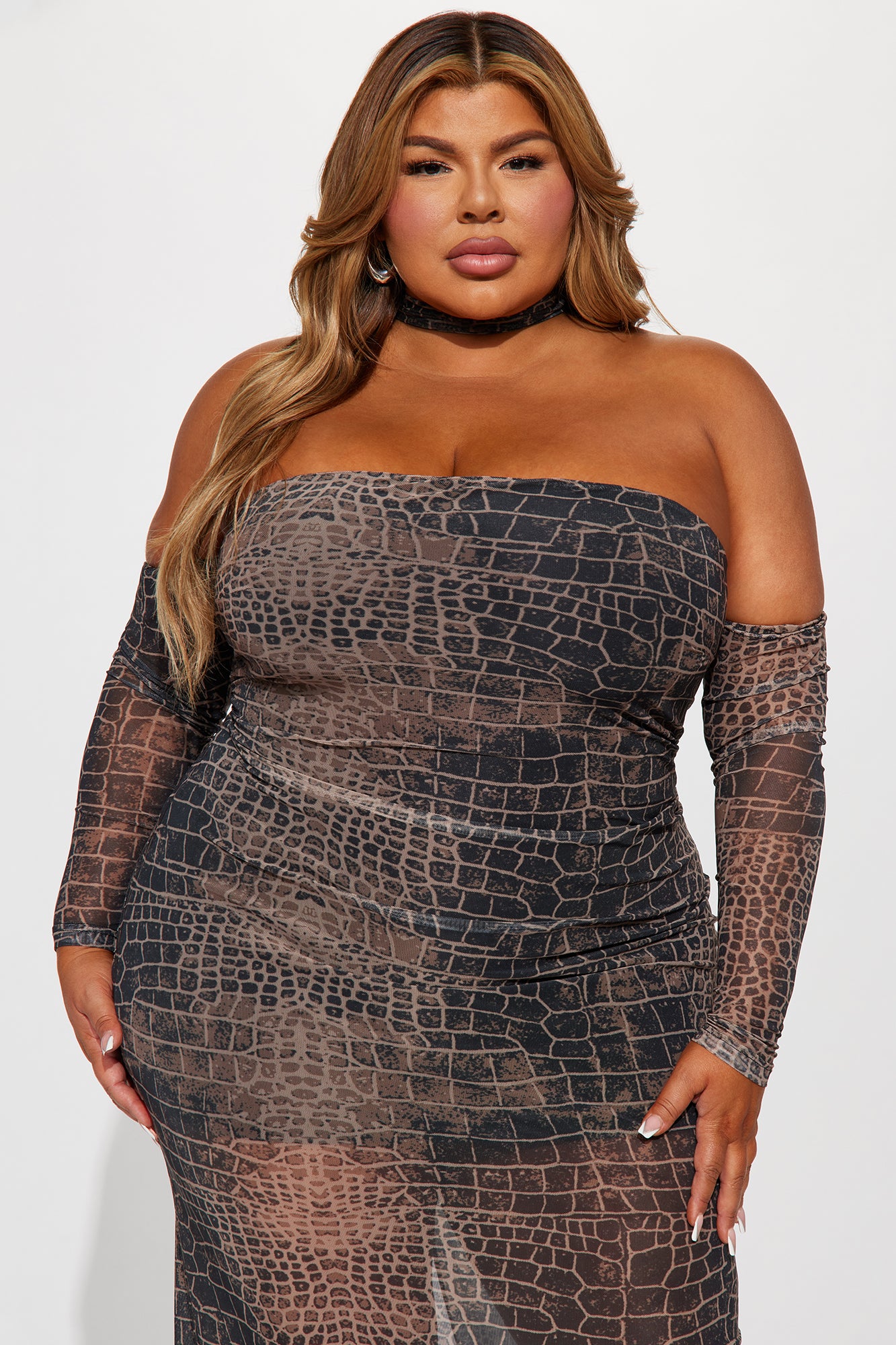 Olivia Off Shoulder Maxi Dress - Black/combo