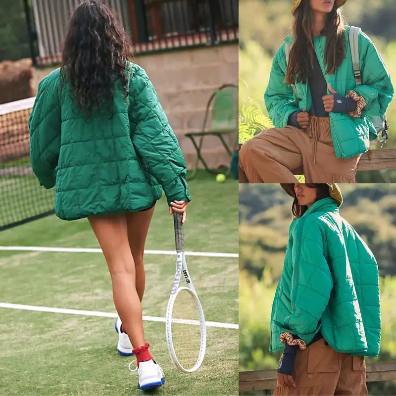 Women's Lightweight Quilted Puffer Jacket – Short Zipper Coat with Pockets