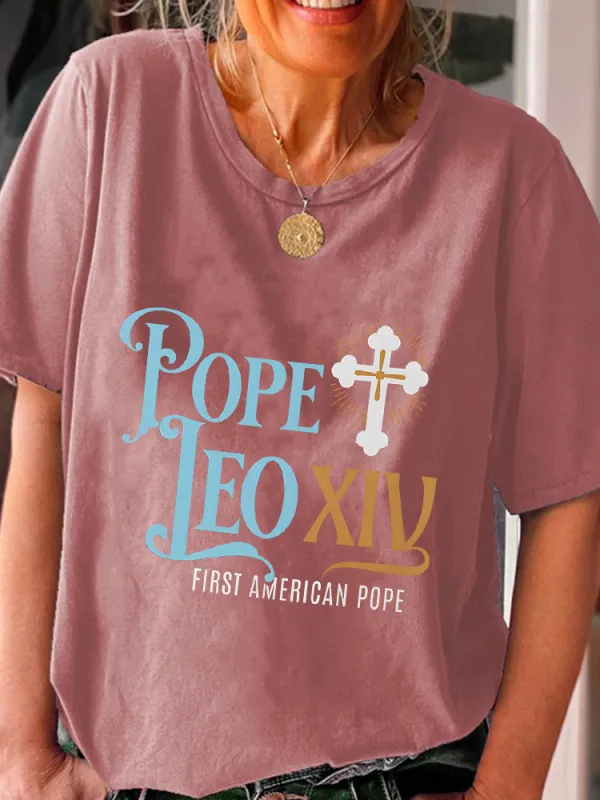 Women'S Pope Leo Xiv First America Pope Round-Neck Short-Sleeved T-Shirt
