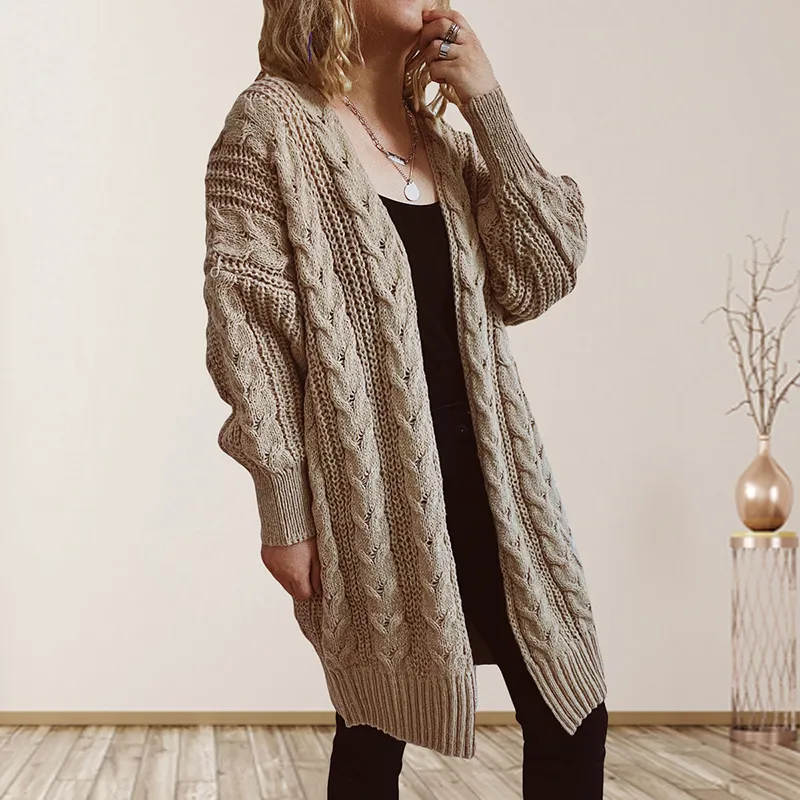 Long Sleeve Solid Color Sweater Cardigan