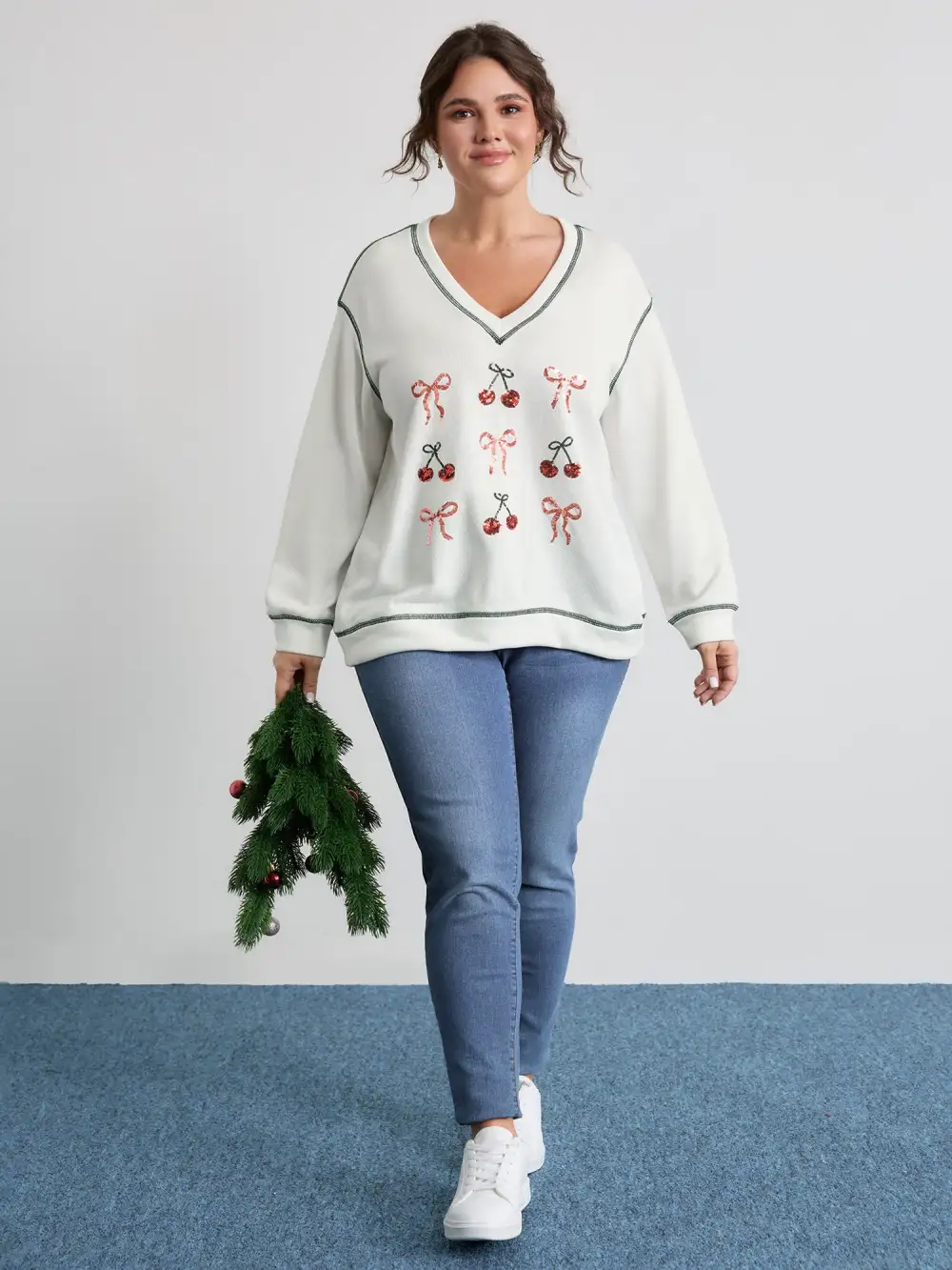 Bowknot Embroidery Relaxed-Fit Sweatshirt
