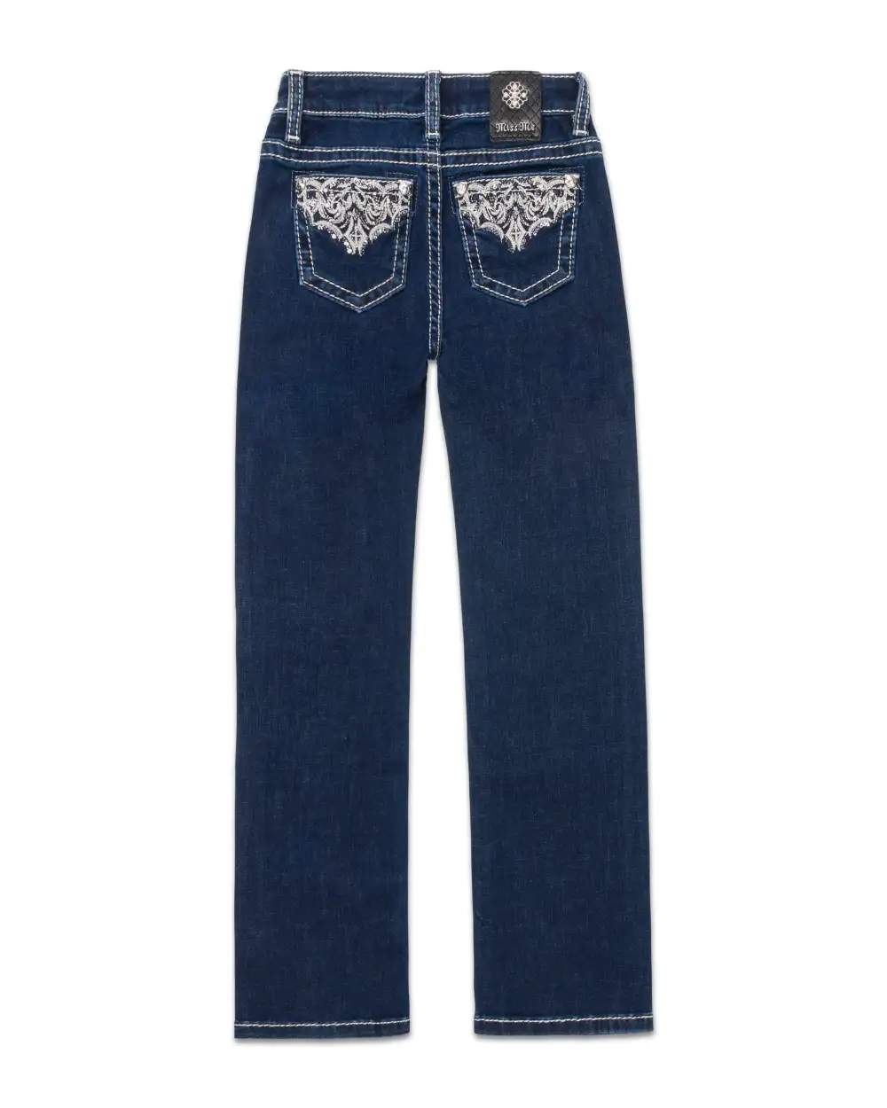 Girls Silver Web Straight Jeans