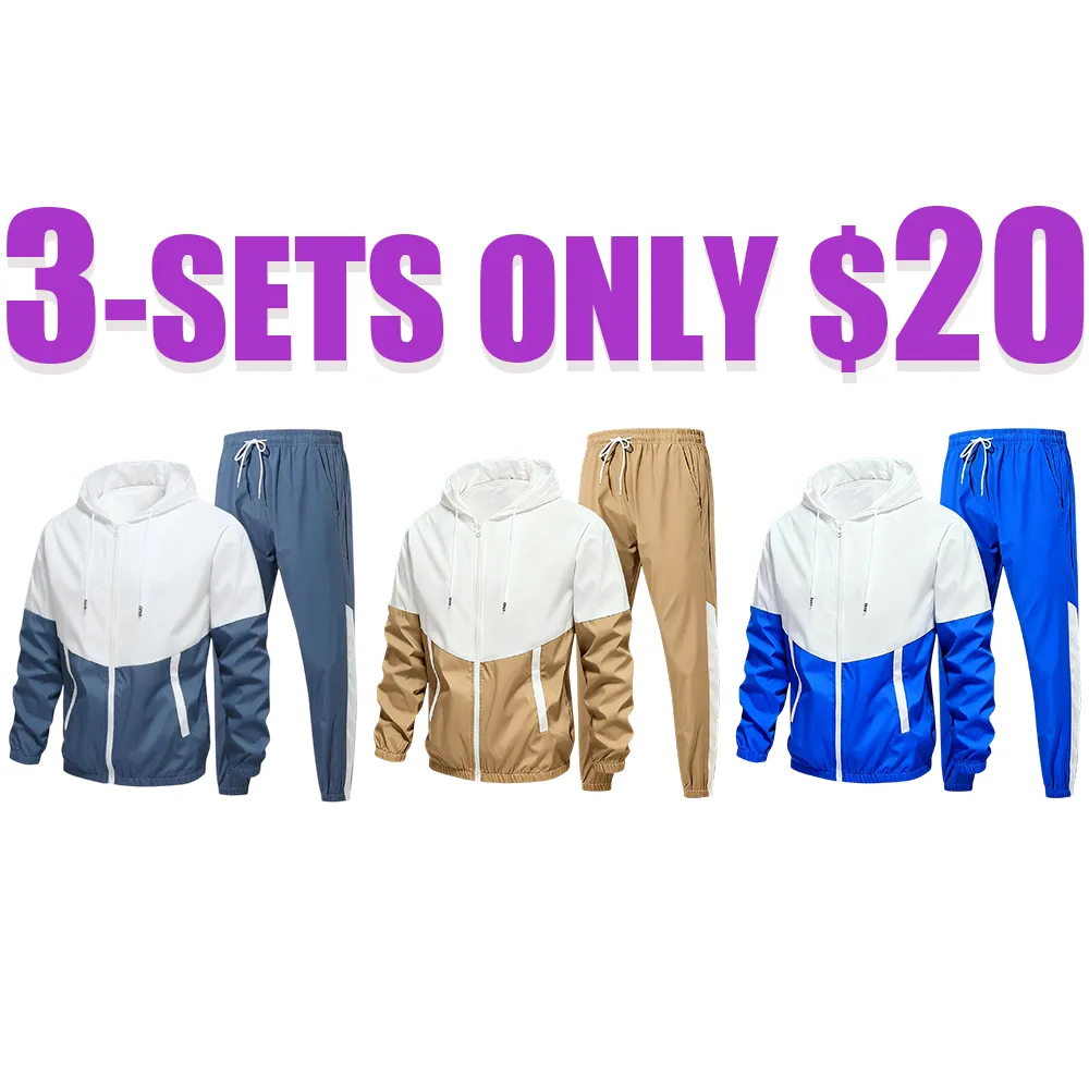 Men’s Colorblock Hoodie & Jogger Set – Casual Tracksuit